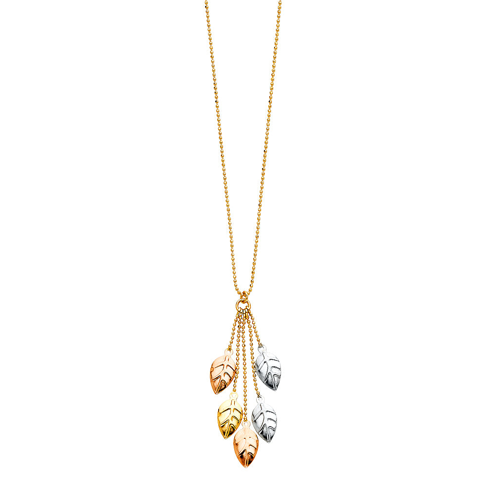 14K 3C LEAVES NECKLACE