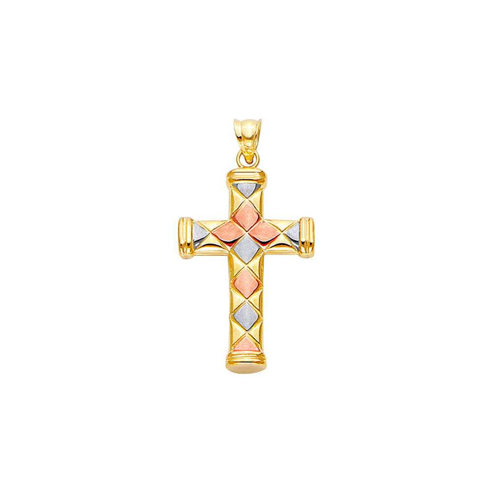 14K 3C Hollow Fancy Cross