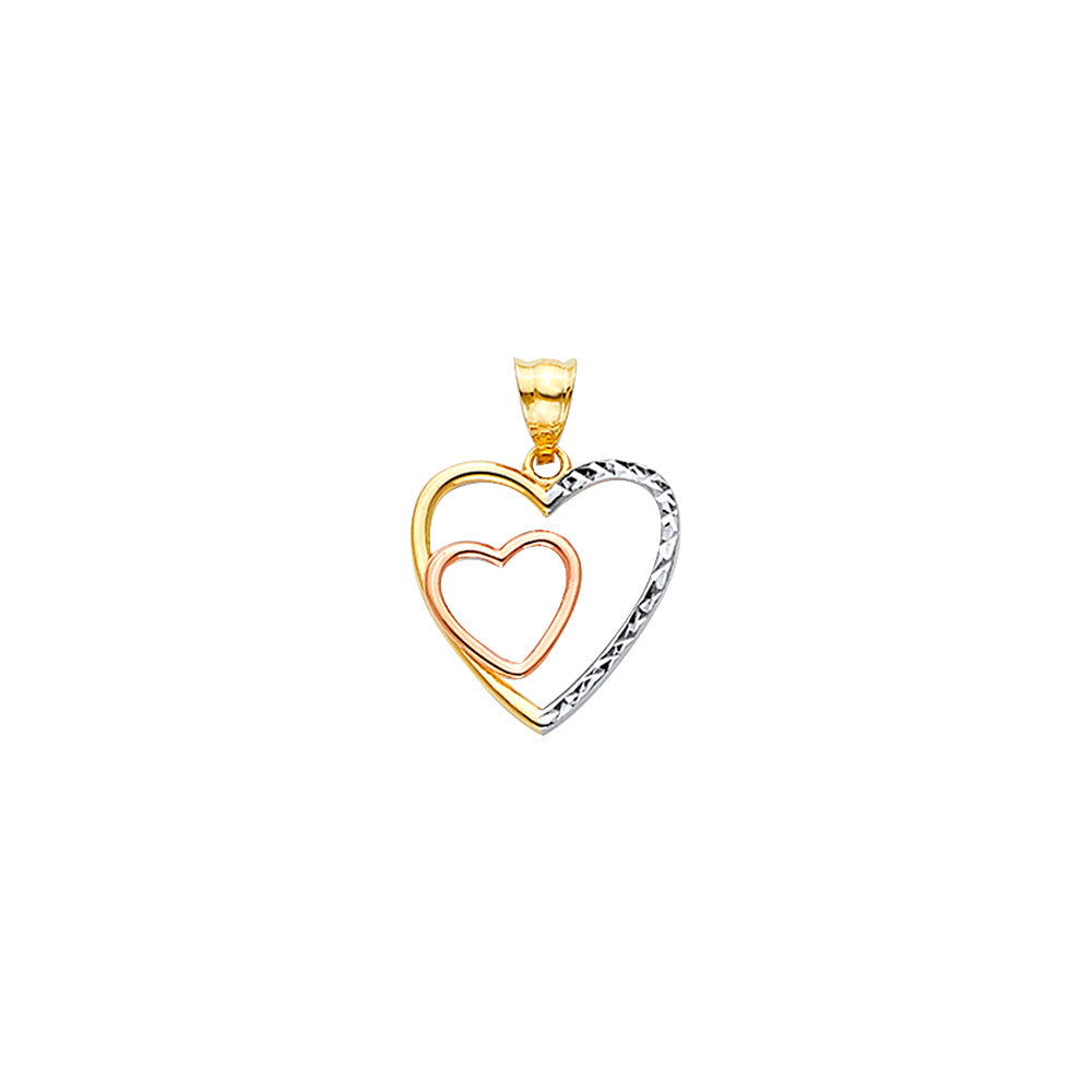 14K 3C Double Heart DC Pendant