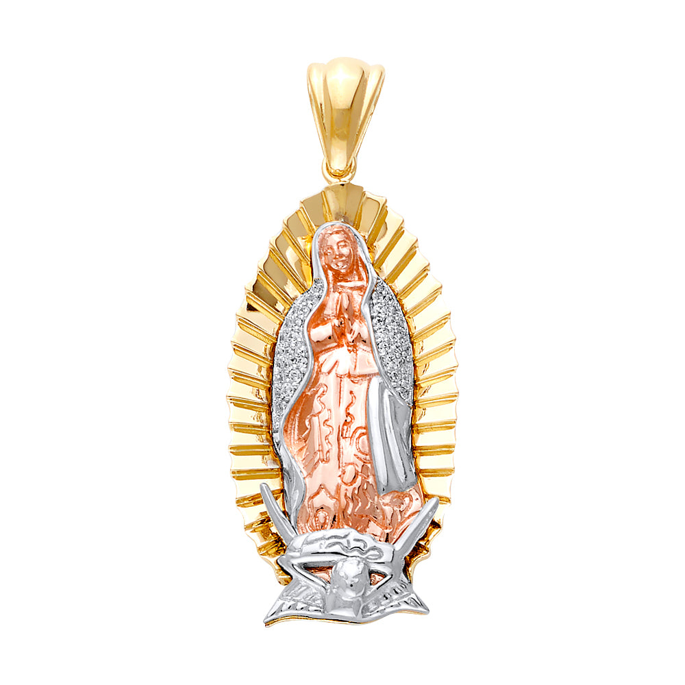 14K 3C Fancy Guadalupe Pendant w/CZ
