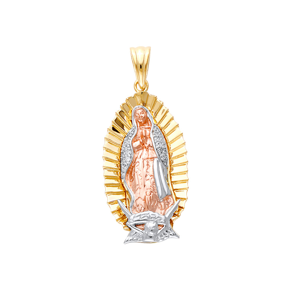 14K 3C Fancy Guadalupe Pendant w/CZ
