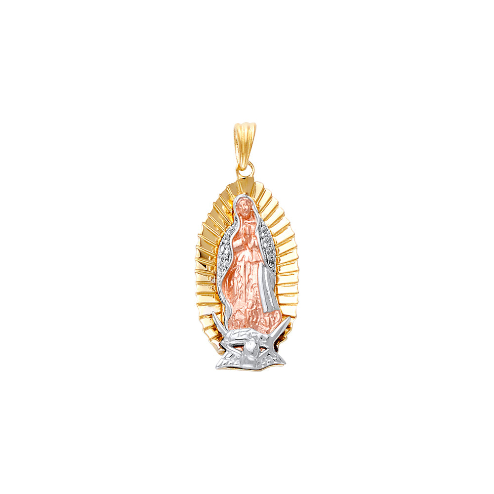 14K 3C Fancy Guadalupe Pendant w/CZ
