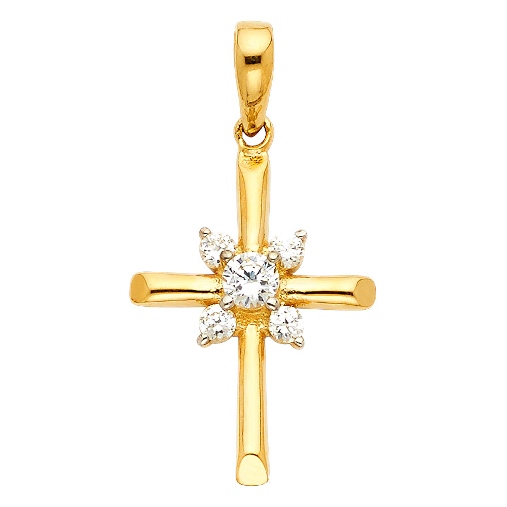 14KY CZ CROSS PENDANT