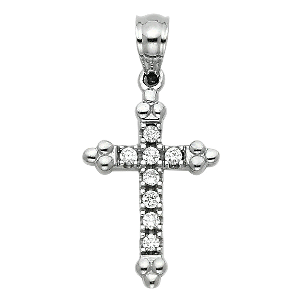 14KW CZ CROSS PENDANT