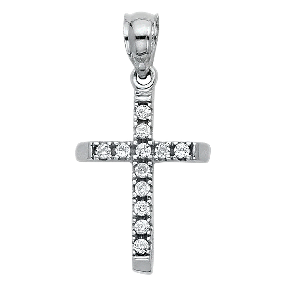 14KW CZ CROSS PENDANT