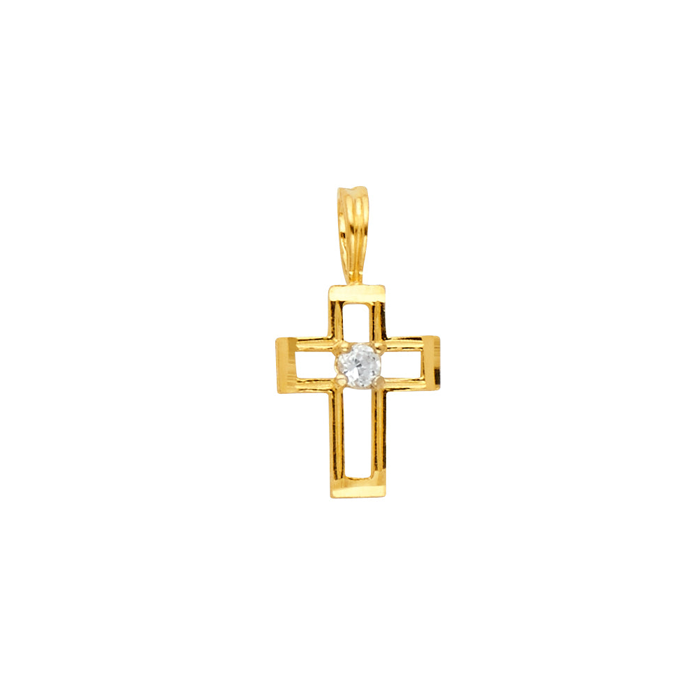 14KY CZ CROSS PENDANT