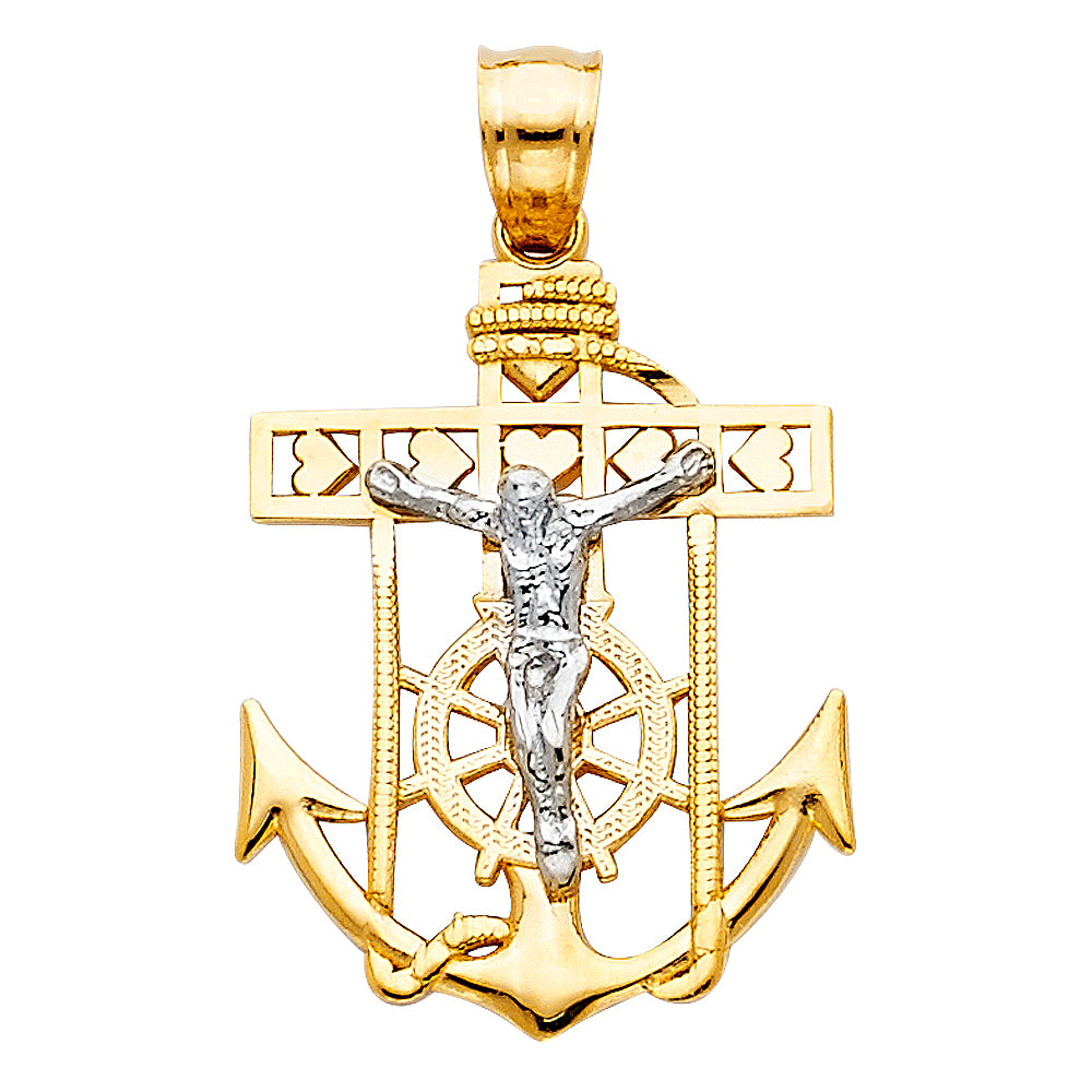 14K 2T MARINER CROSS PENDANT SMALL