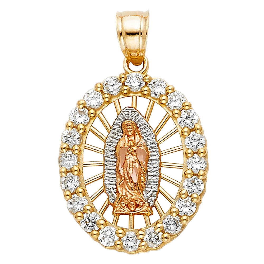 14K 3C CZ OUR LADY OF GUADALUPE PENDANT