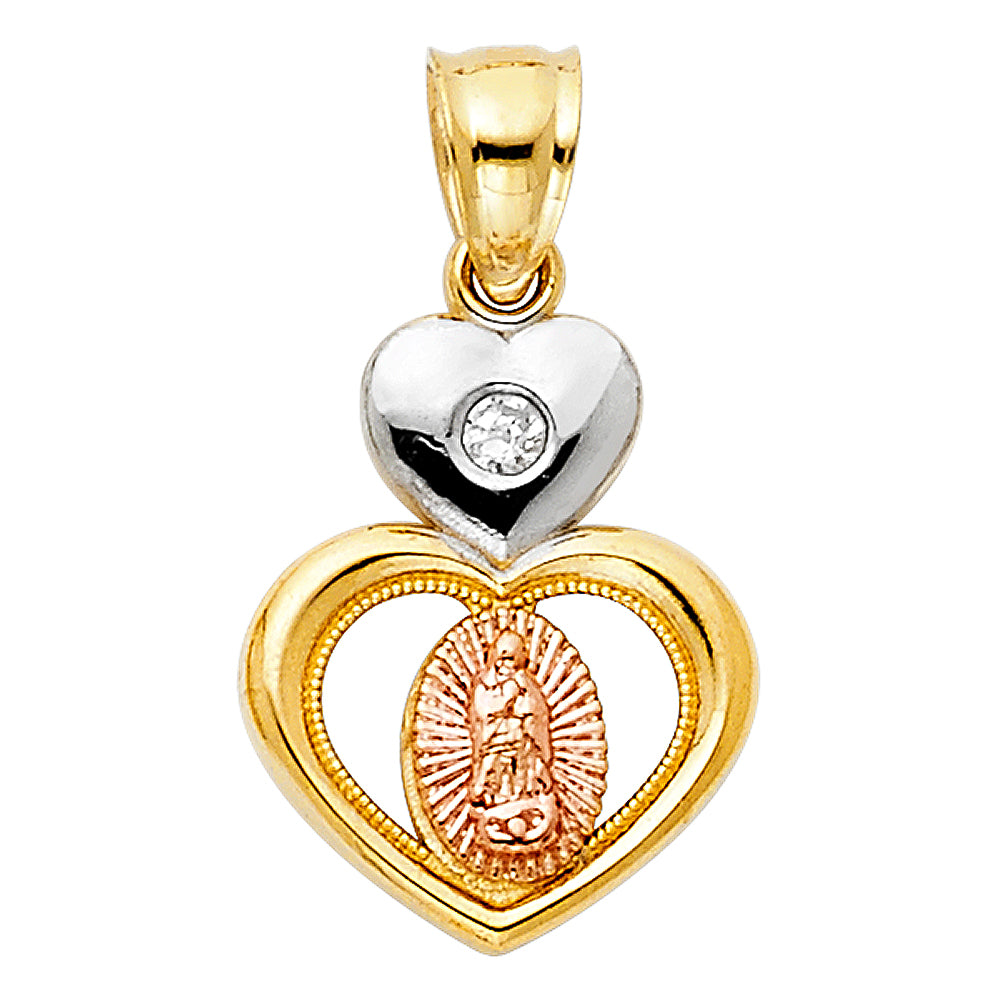 14K 3C CZ OUR LADY OF GUADALUPE PENDANT