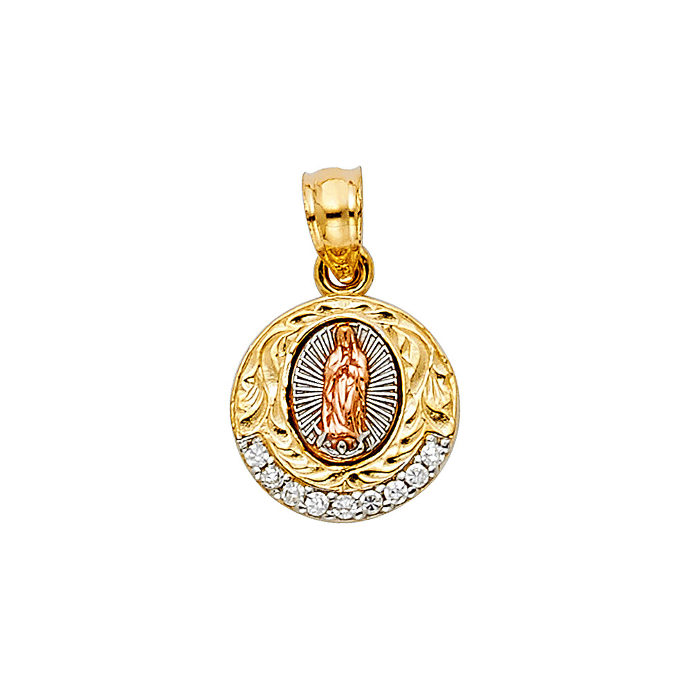 14K 3C CZ OUR LADY OF GUADALUPE PENDANT