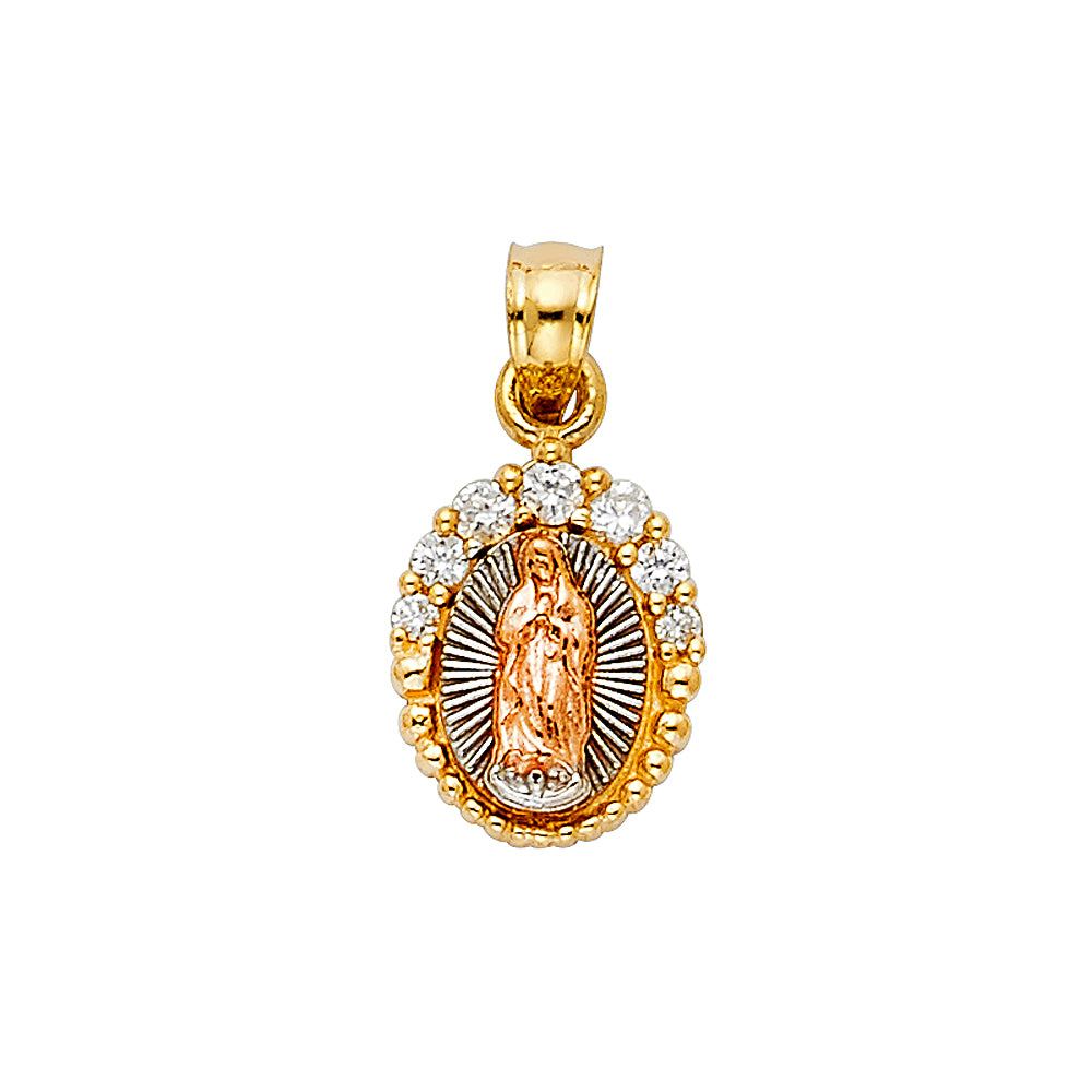 14K 3C CZ OUR LADY OF GUADALUPE PENDANT