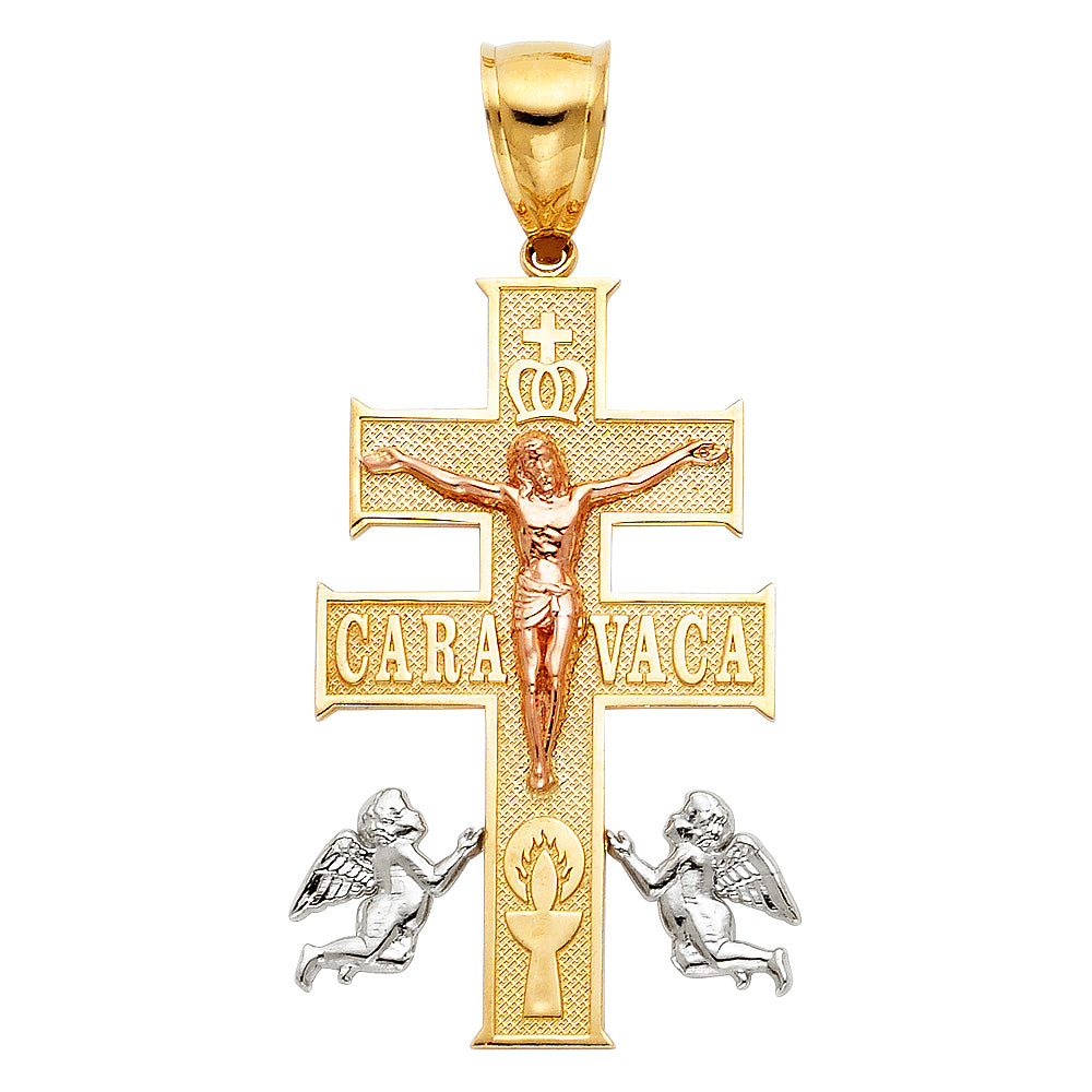 14K 3C CROSS OF CARAVACA PENDANT