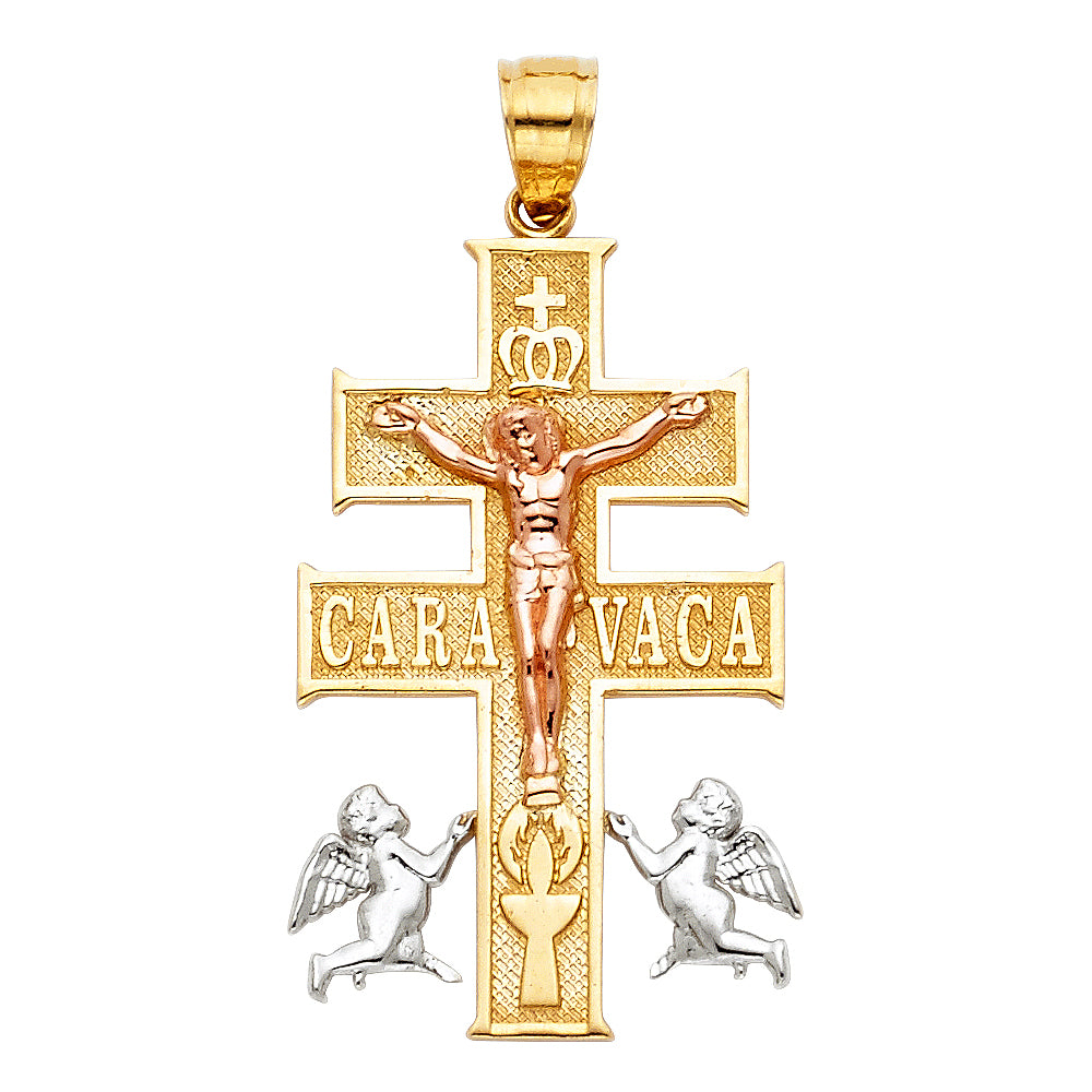14K 3C CROSS OF CARAVACA PENDANT