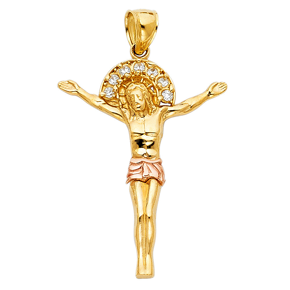 14K 2C CZ JESUS CHRIST BODY PENDANT