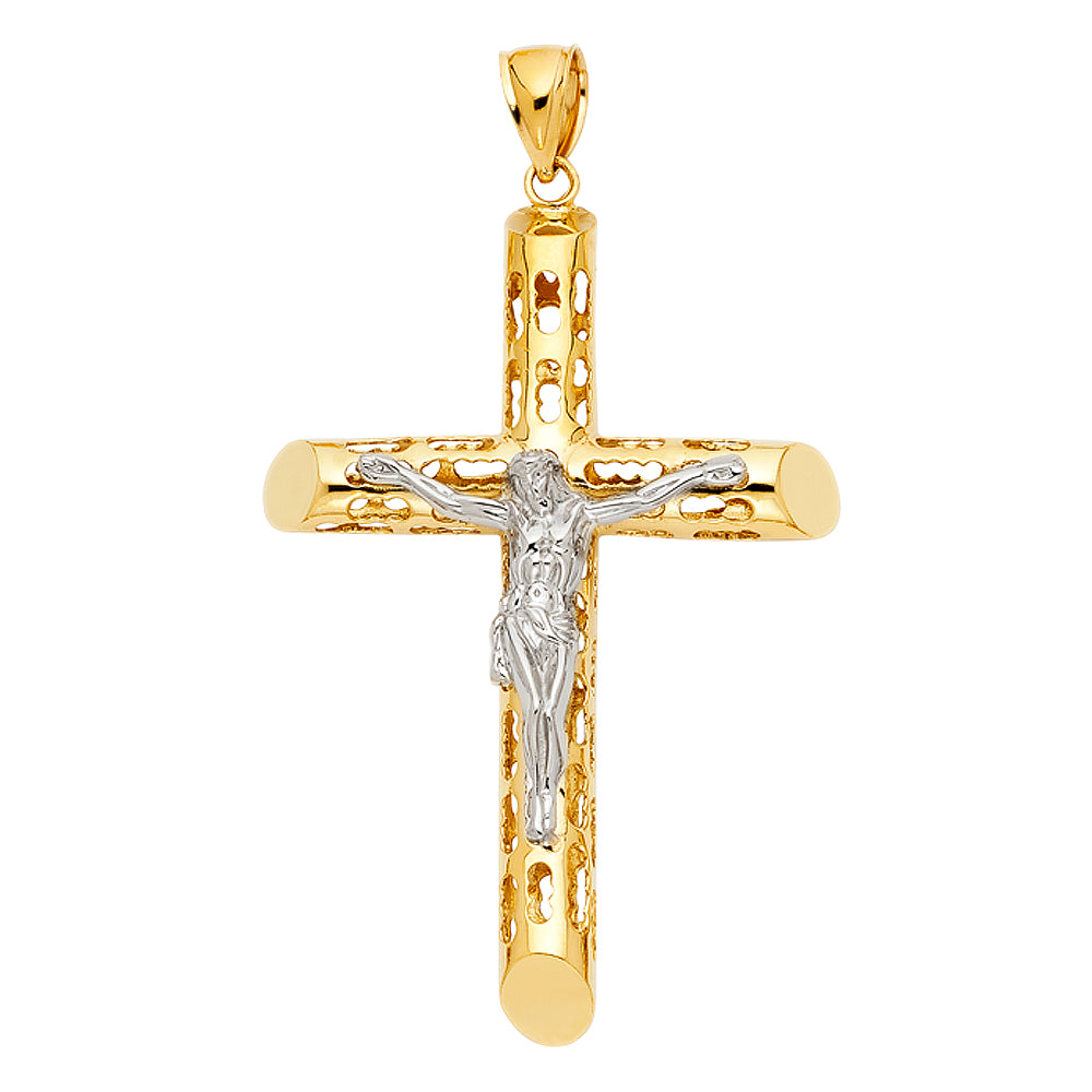 14K 2T CUTOUT CRUCIFIX PENDANT