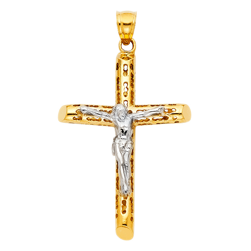 14K 2T CUTOUT CRUCIFIX PENDANT