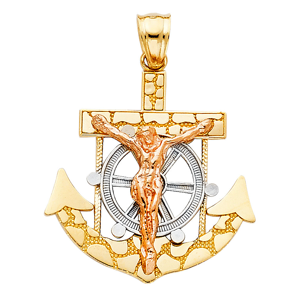 14K 3C MARINER CRUCIFIX PENDANT