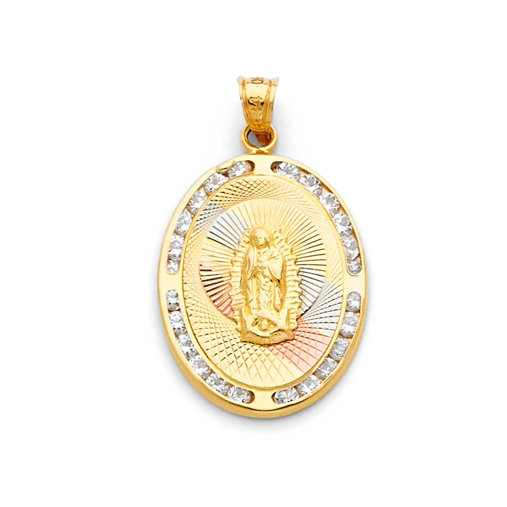 14K 3C GUADALUPE CZ PENDANT