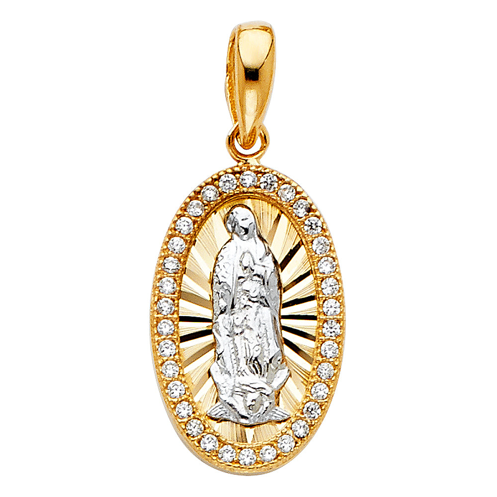 14K 2T CZ OUR LADY OF GUADALUPE PENDANT