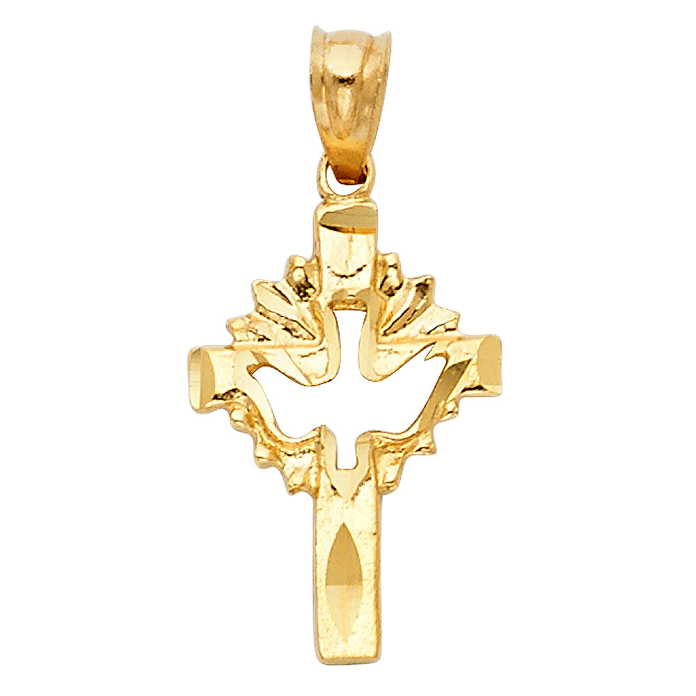 14KY CROSS W/ HOLY SPIRIT DOVE PENDANT
