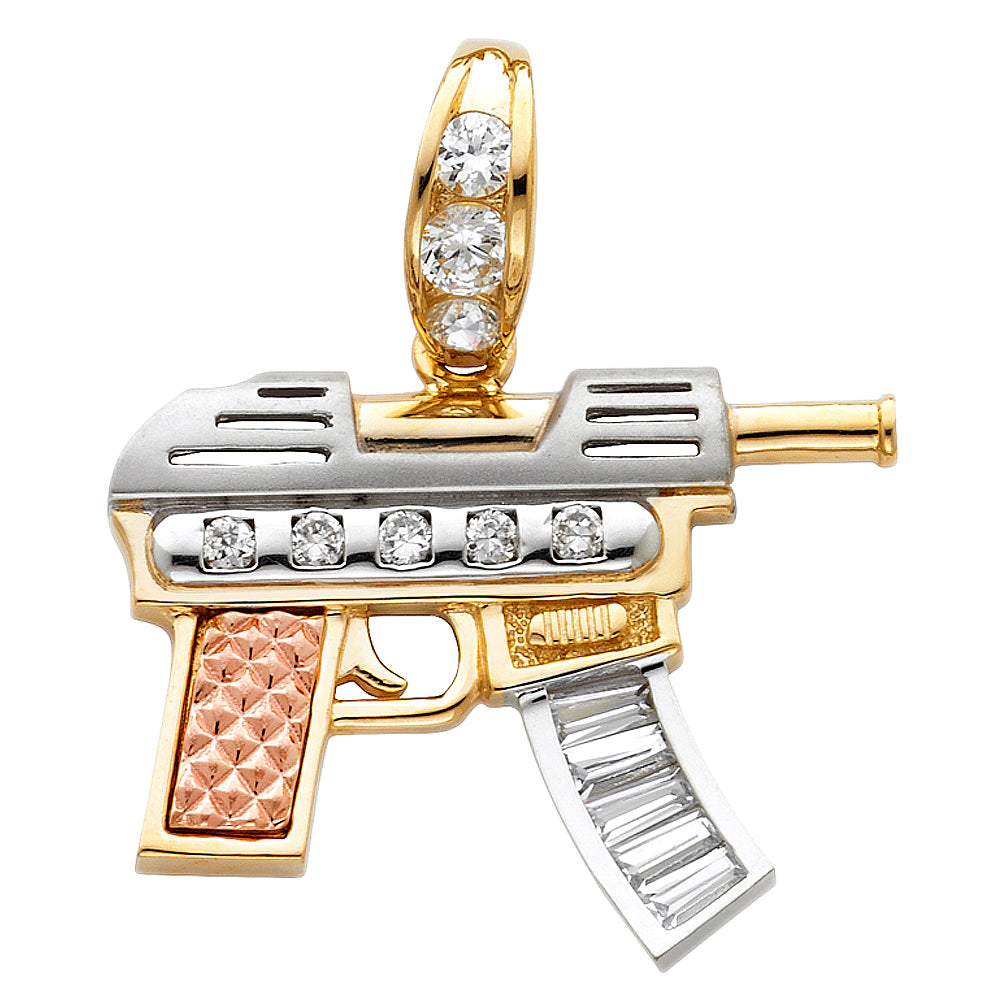 14K 3C CZ RIFLE GUN PENDANT