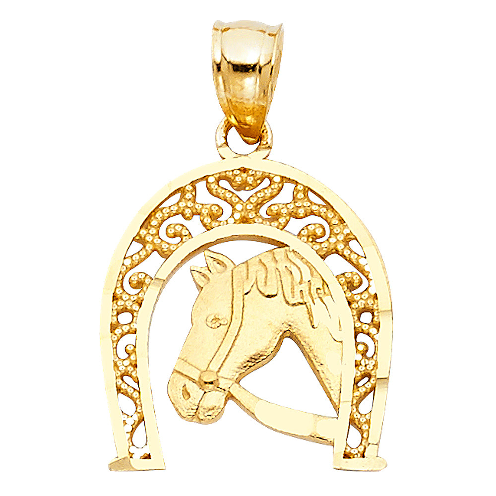 14KY LUCKY HORSESHOE PENDANT