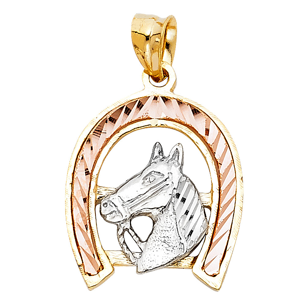 14K 3C LUCKY HORSESHOE PENDANT