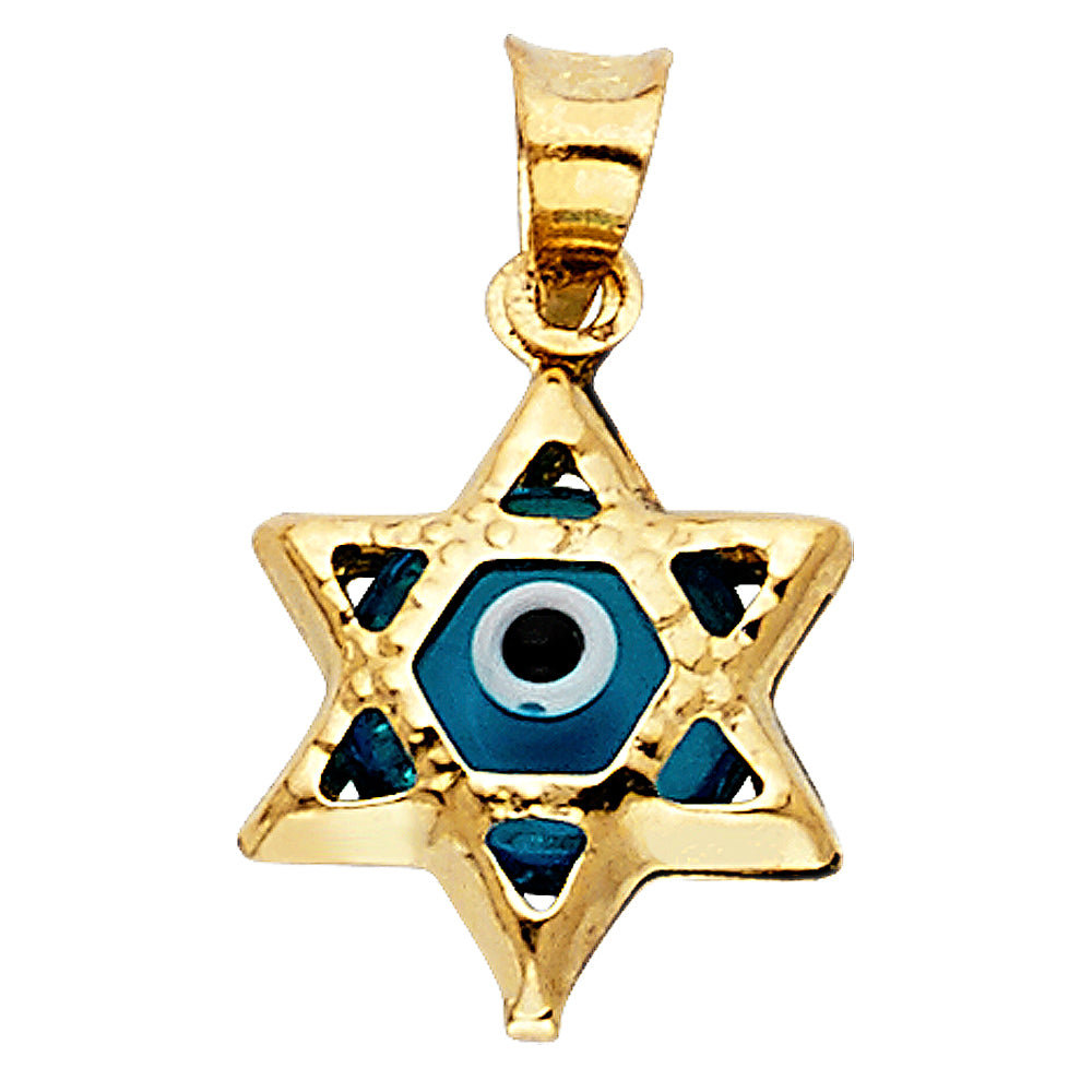 14KY EVIL EYE STAR PENDANT