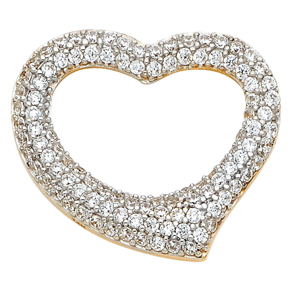 14K 2T CZ HEART PENDANT