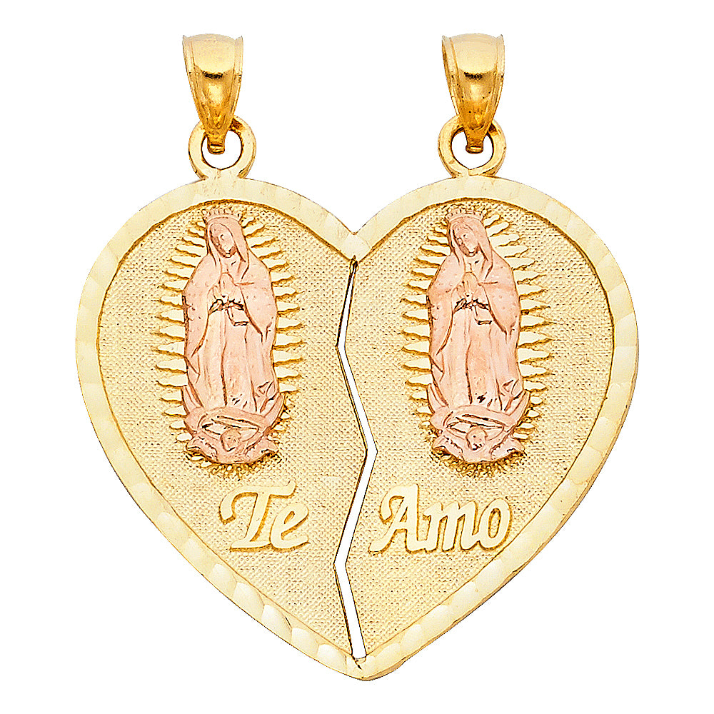 14K 2T TE AMO HEART 2 PIECE PENDANT