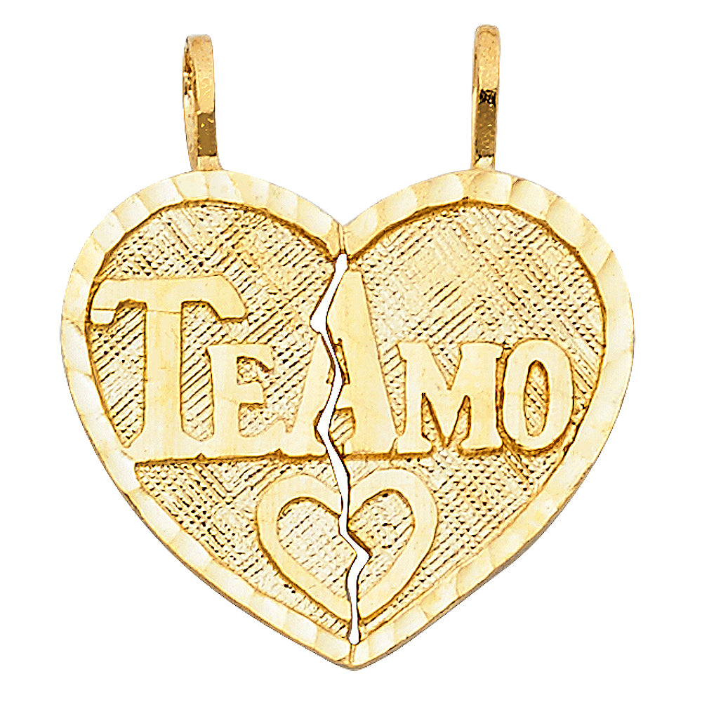 14KY TE AMO HEART 2 PIECE PENDANT