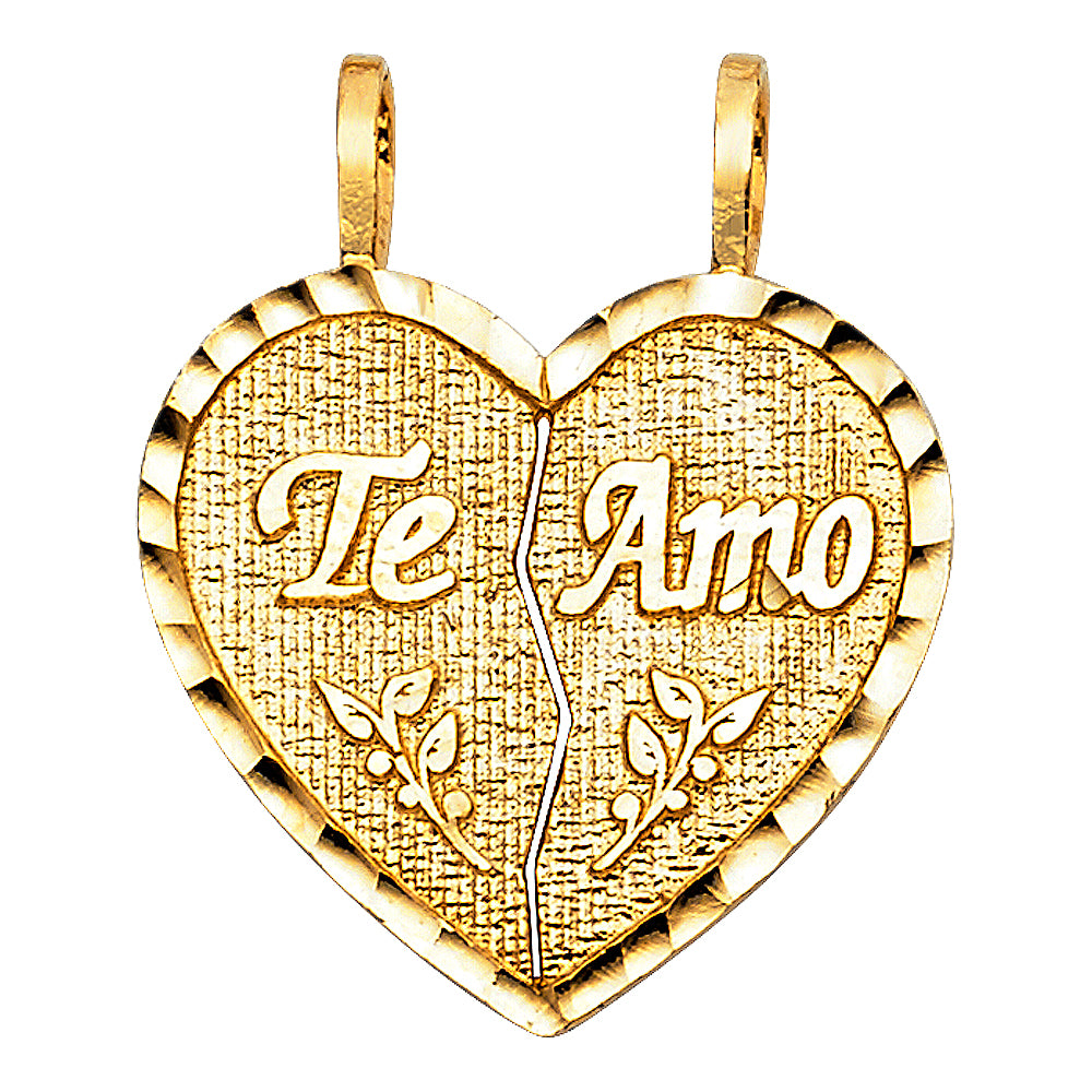 14KY TE AMO HEART 2 PIECE PENDANT