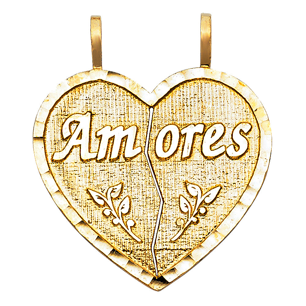 14KY TE AMO HEART 2 PIECE PENDANT