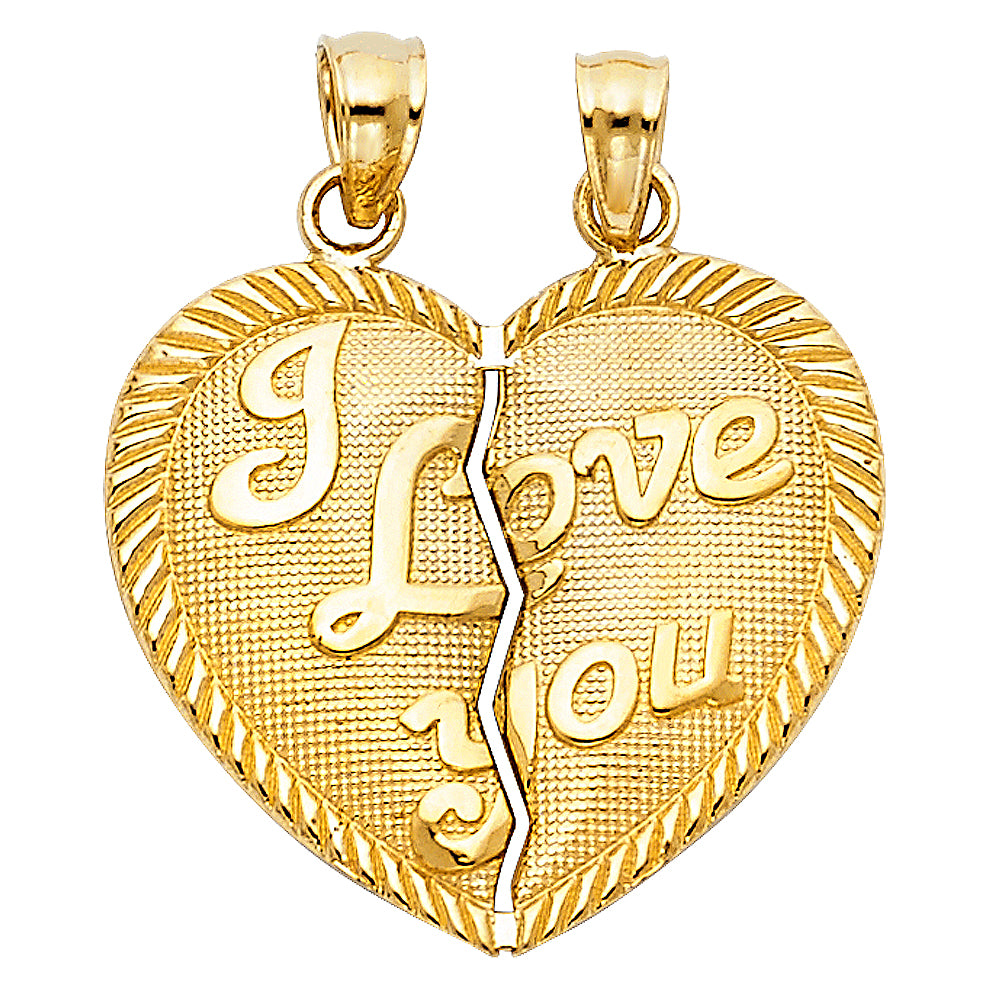 14KY TE AMO HEART 2 PIECE PENDANT
