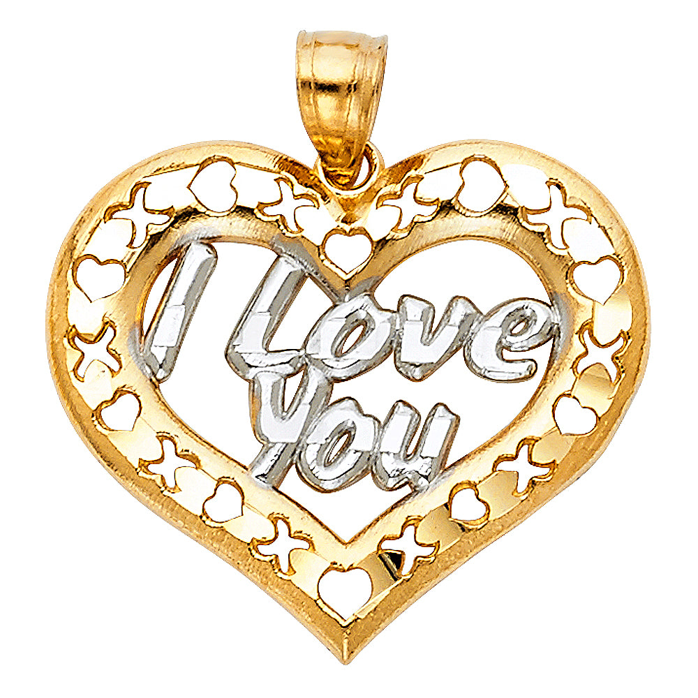 14K 2T I LOVE YOU HEART PENDANT