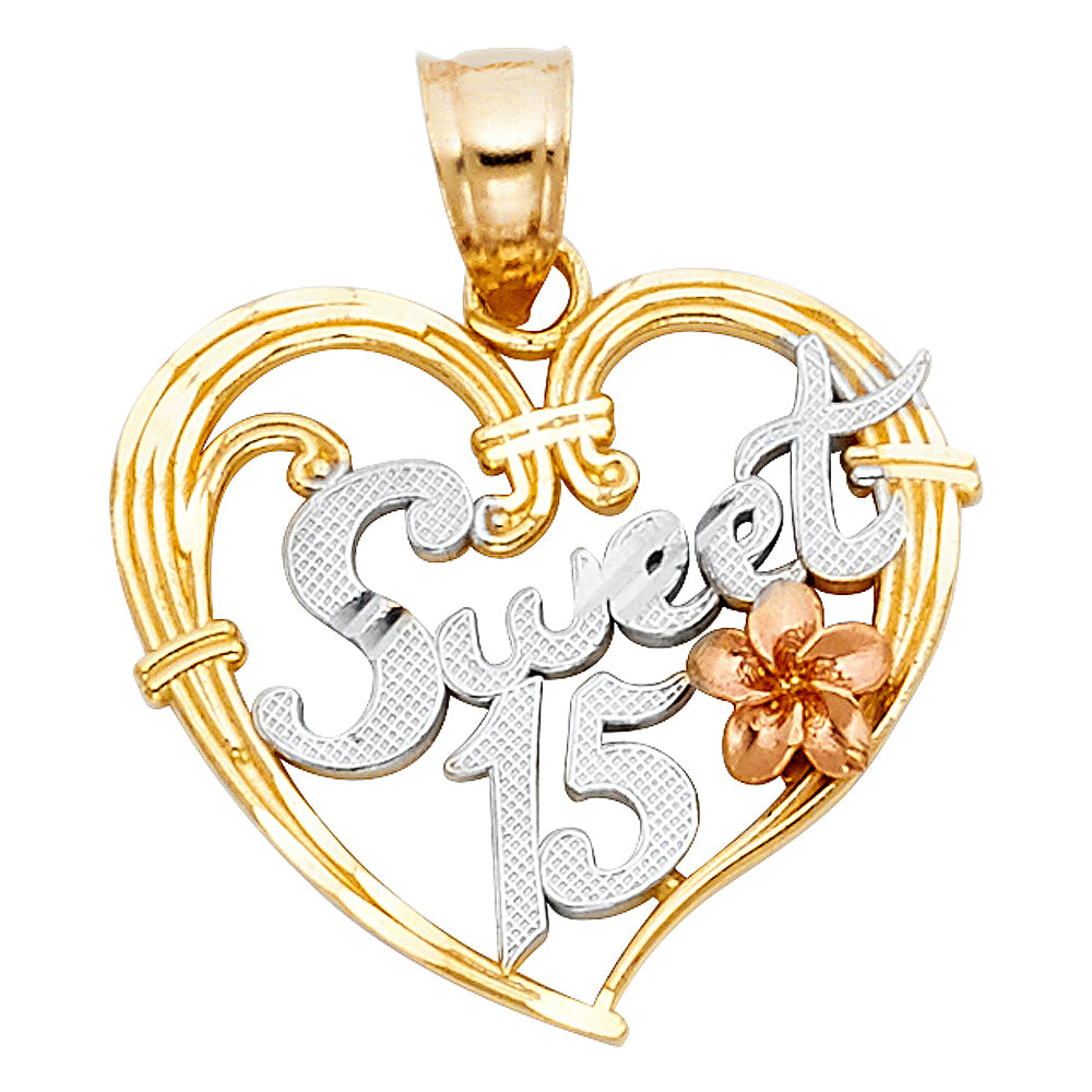 14K 3C 15 YEARS HEART PENDANT