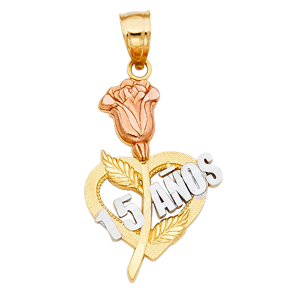 14K 3C 15 YEARS HEART PENDANT