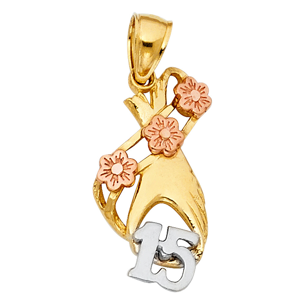 14K 3C 15 YEARS HEART PENDANT