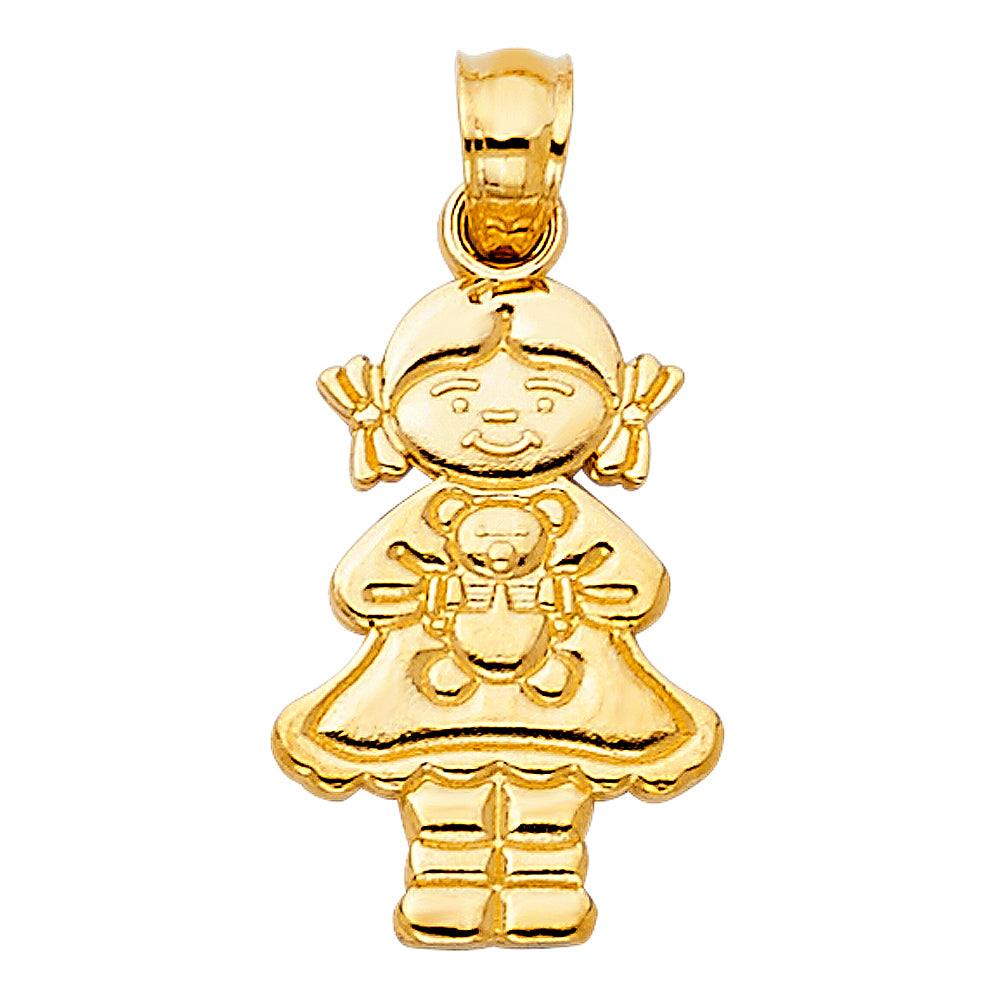 14KY GIRL W/ DOLL PENDANT