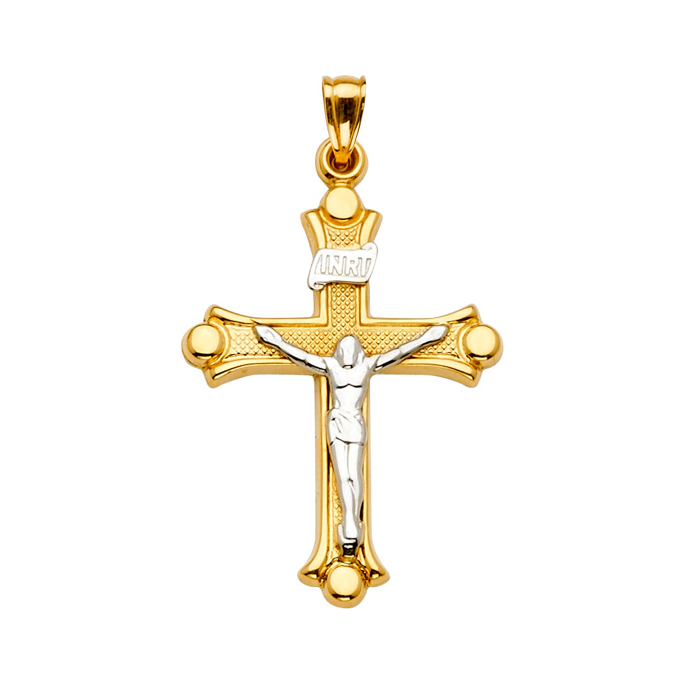 14K 2T Crucifix Cross Pendant