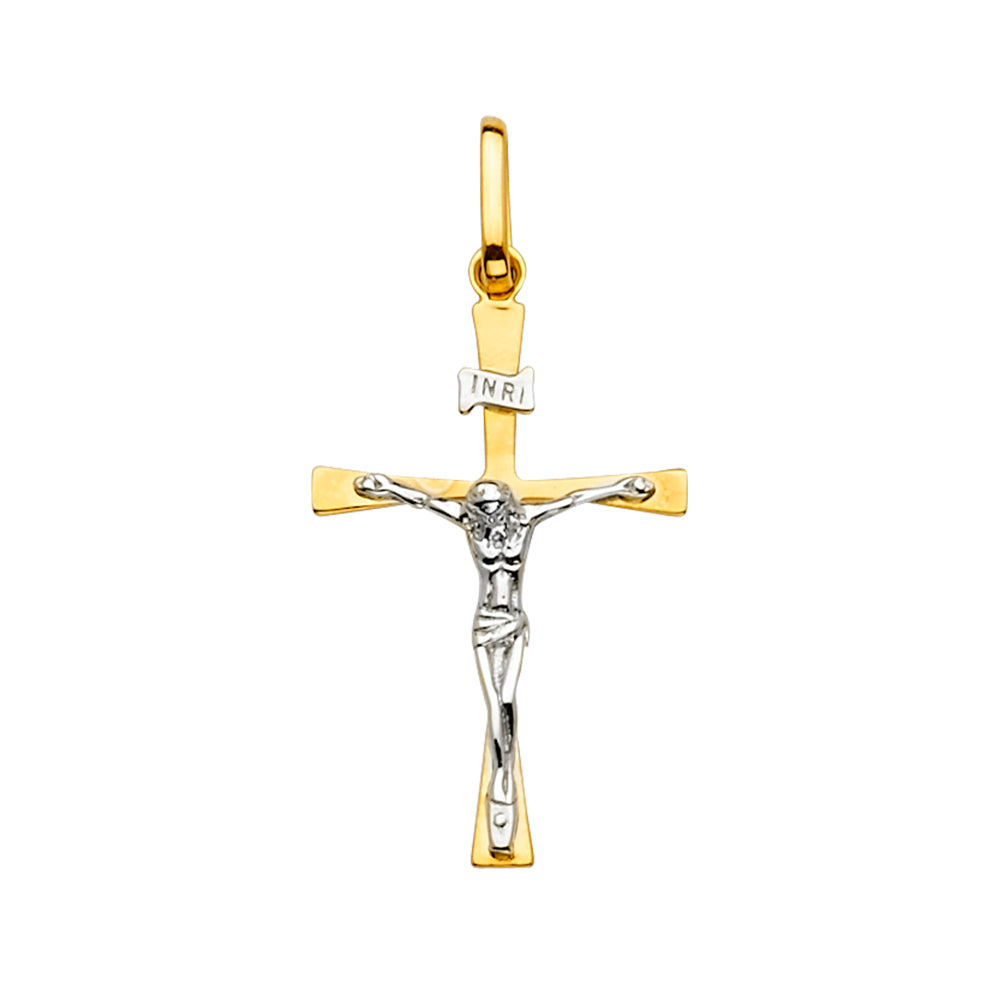 14K 2T Crucifix Cross Pendant