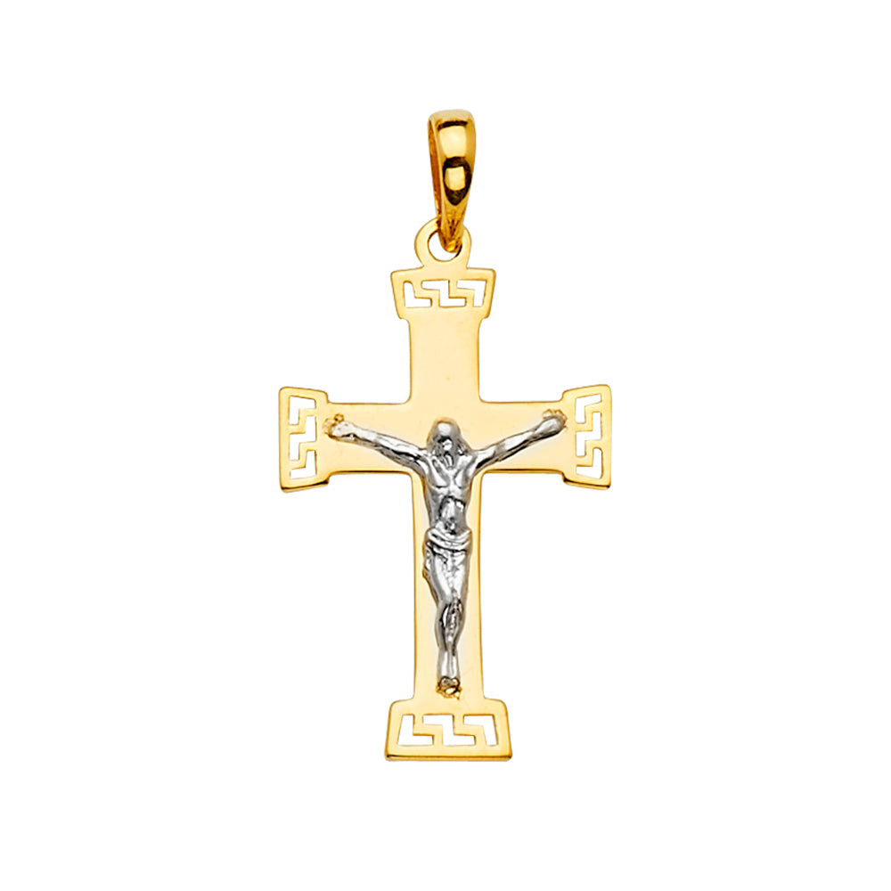 14K 2Tone Crucifix Cross Pendant