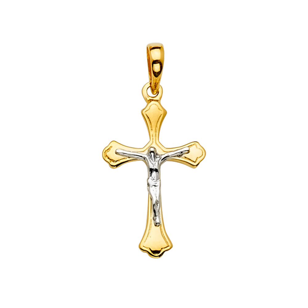 14K 2Tone Crucifix Cross Pendant