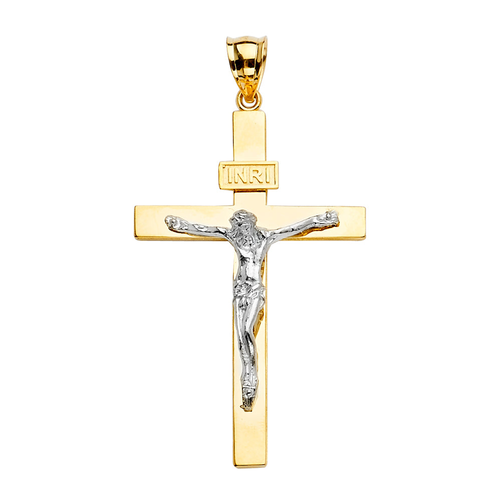 14K 2T Crucifix Cross Pendant
