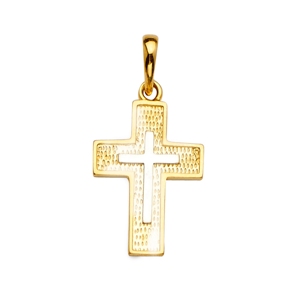 14K 2Tone Cross Pendant