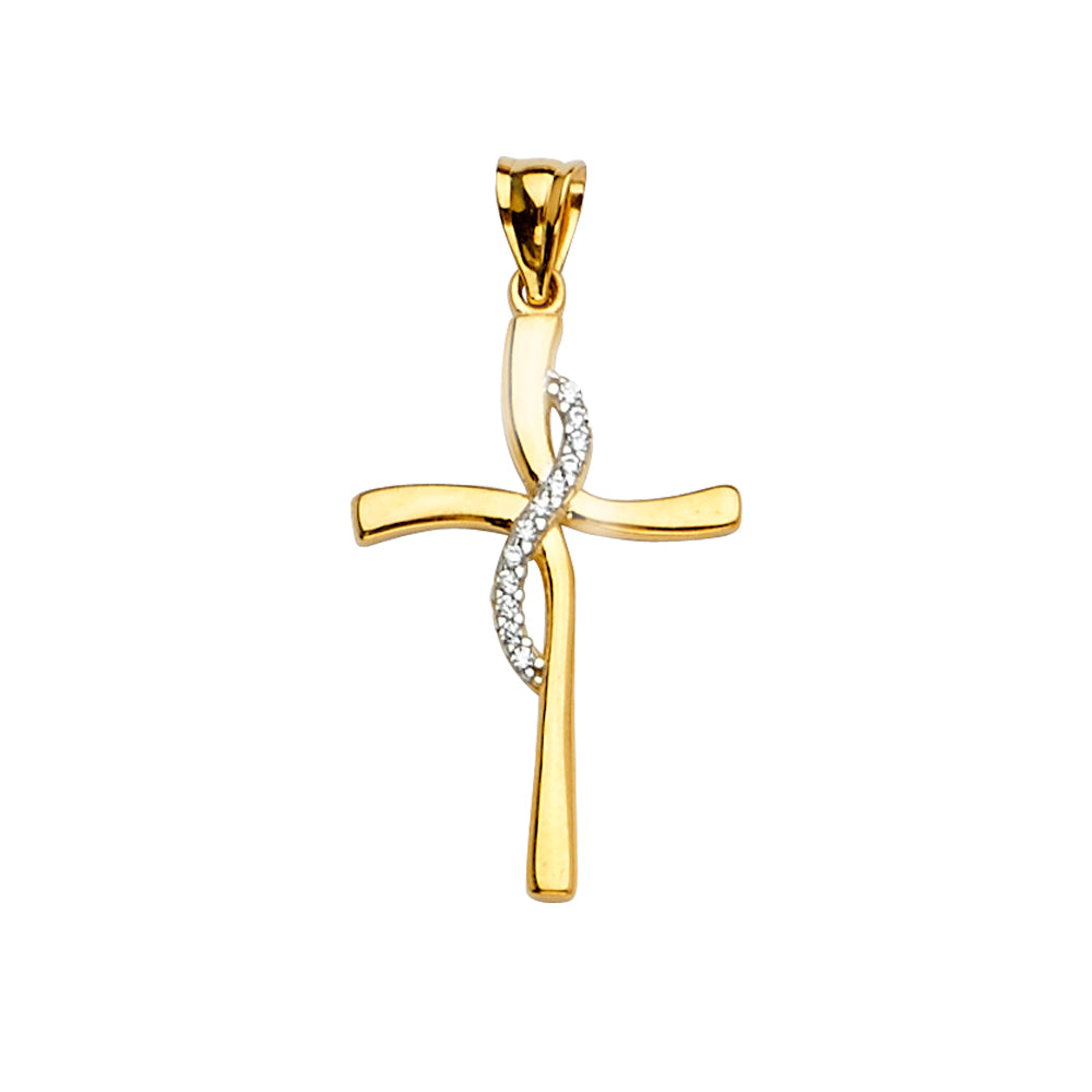 14K 2Tone Cross Pendant