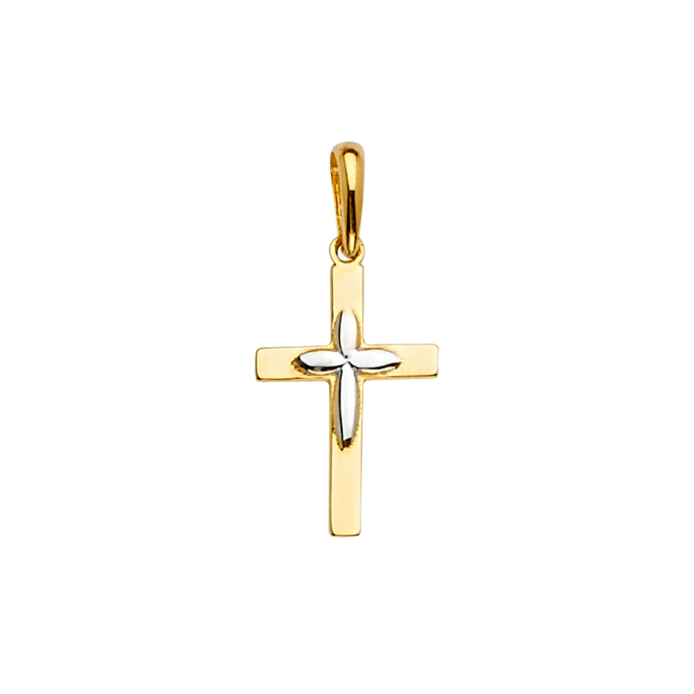 14K 2Tone Cross Pendant