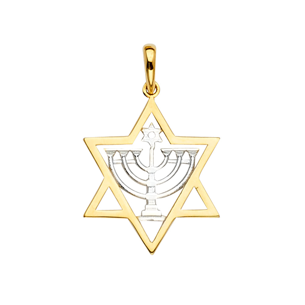 14K Stone Menorah Pendant