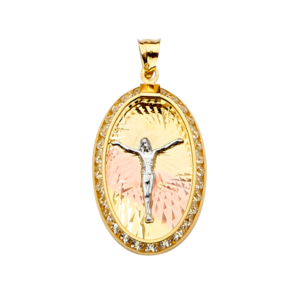 14K 3Color Jesus Medal Pendant