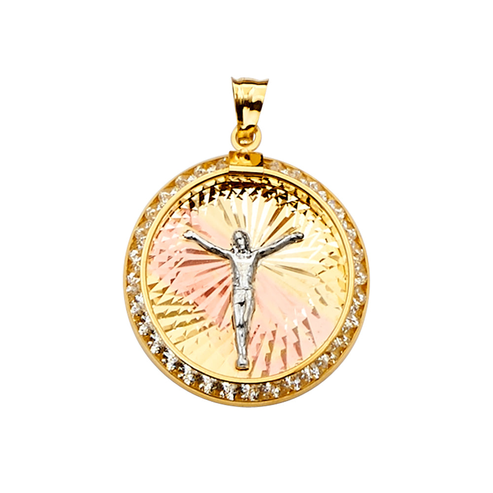 14K 3Color Jesus Medal Pendant